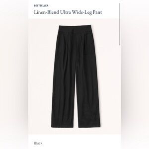 NWT Abercrombie & Fitch black linen wide length pants M long